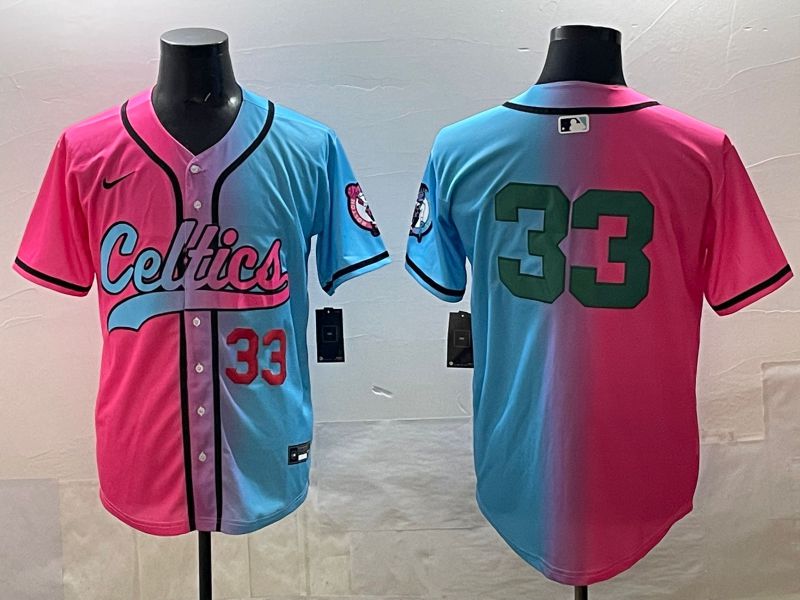 Men 2025 Boston Celtics #33 No Name Blue pink Nike NBA Jersey style 02->boston celtics->NBA Jersey